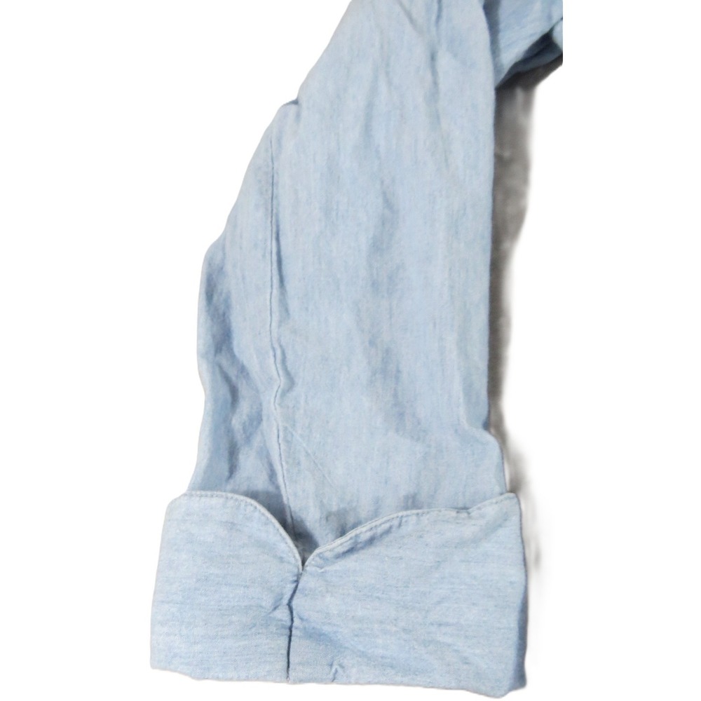 VTG 90s Club Room Robe Men M Blue Cotton Chambray Long Sleeve Bathrobe Lounge - Picture 7 of 14